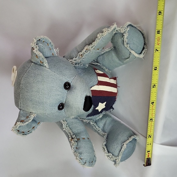 Denim Jean USA Star Teddy Bear Dan Dee Vintage 1990s July 4 Plush - Picture 4 of 11